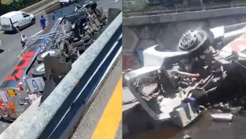 Pipa de combustible vuelca en la México-Toluca y cierra la circulación