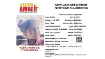 Alerta Amber: Se busca a Sofía Guadalupe Flores Medina, desaparecida en Nextlapan