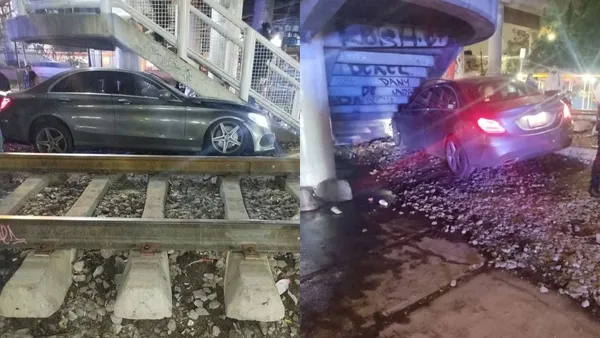 Auto se impacta y arrolla a dos personas en Ecatepec