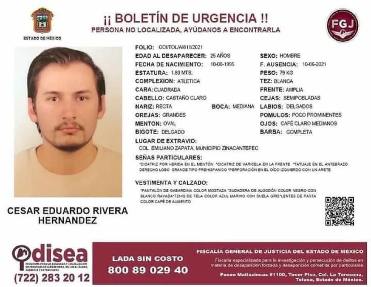 Ficha de búsqueda, joven desaparecido