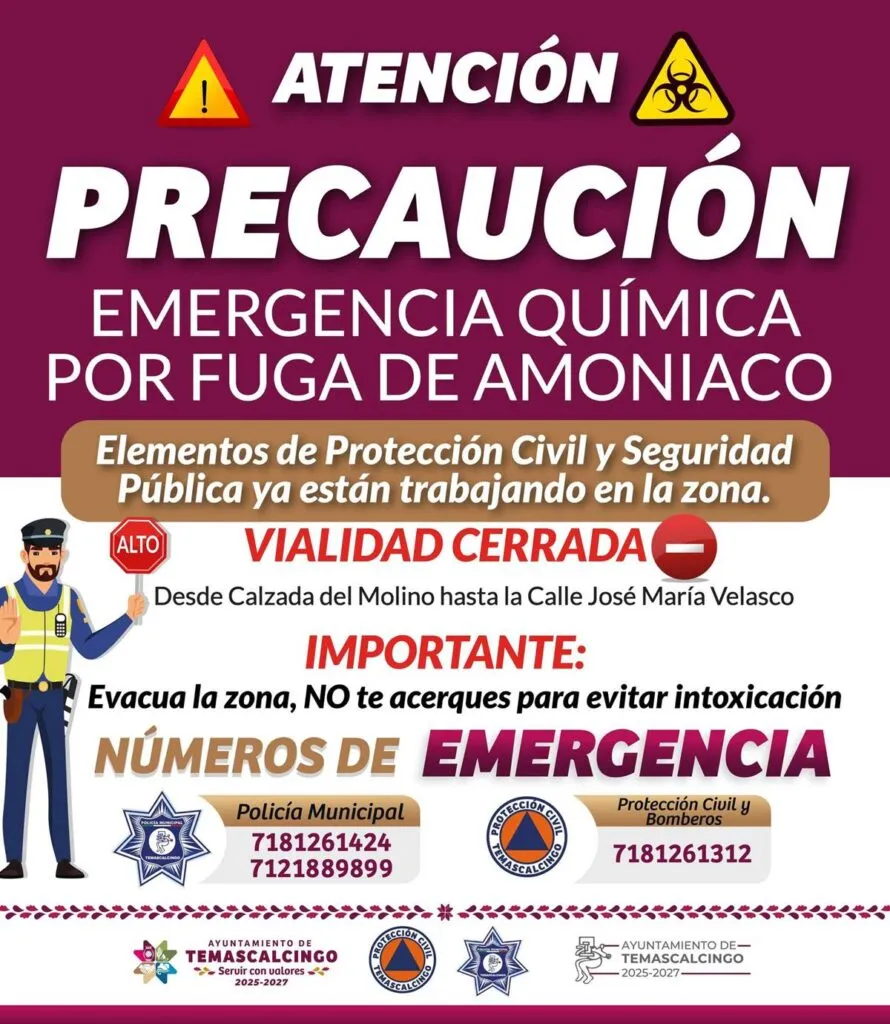 Temascalcingo: Declaran emergencia química por fuga de amoniaco