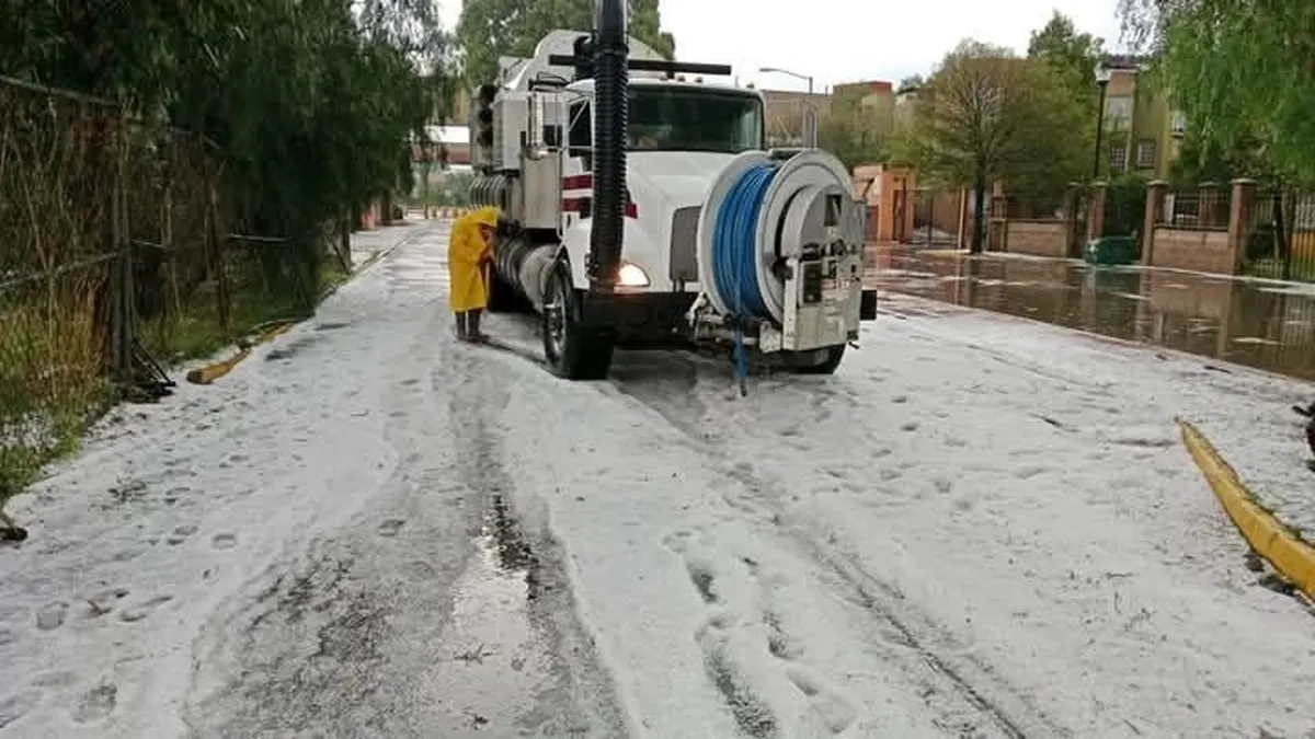 Se registró una fuerte granizada en Zumpango