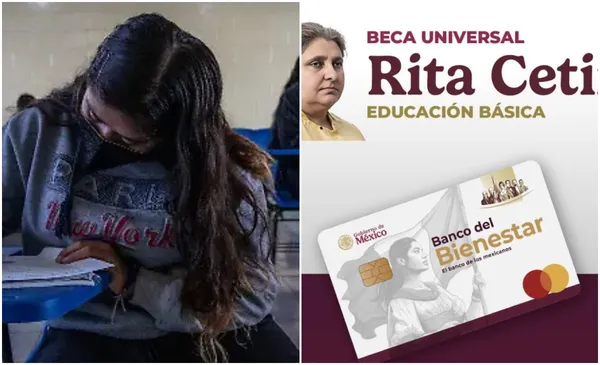 Alumnos mexiquenses con la tarjeta de la Beca Rita Cetina Edomex.