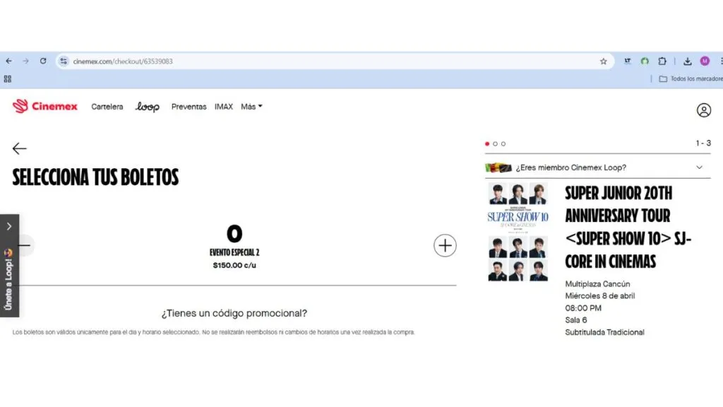 Lista ACTUALIZADA de cines de Cinemex para el SUPER JUNIOR 20th Anniversary TOUR SJ-CORE en México