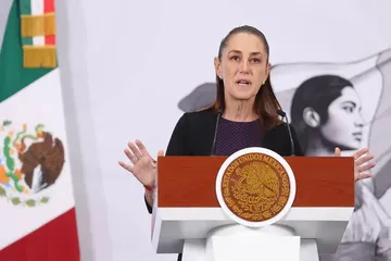 La presidenta Claudia Sheinbaum durante la mañanera de este lunes 11 de mayo.