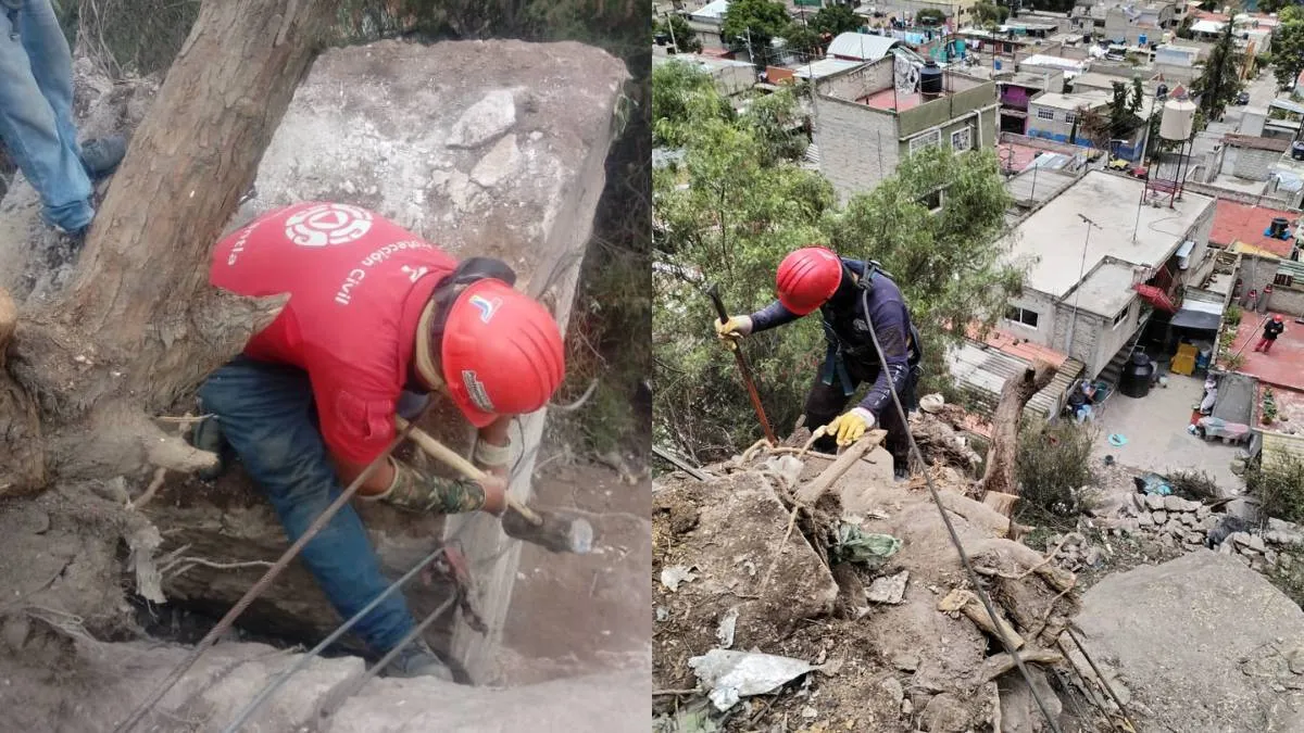Protección Civil de Tlalnepantla retirará 2 enormes piedras que suman 50 toneladas en Arboleda, Tenayuca