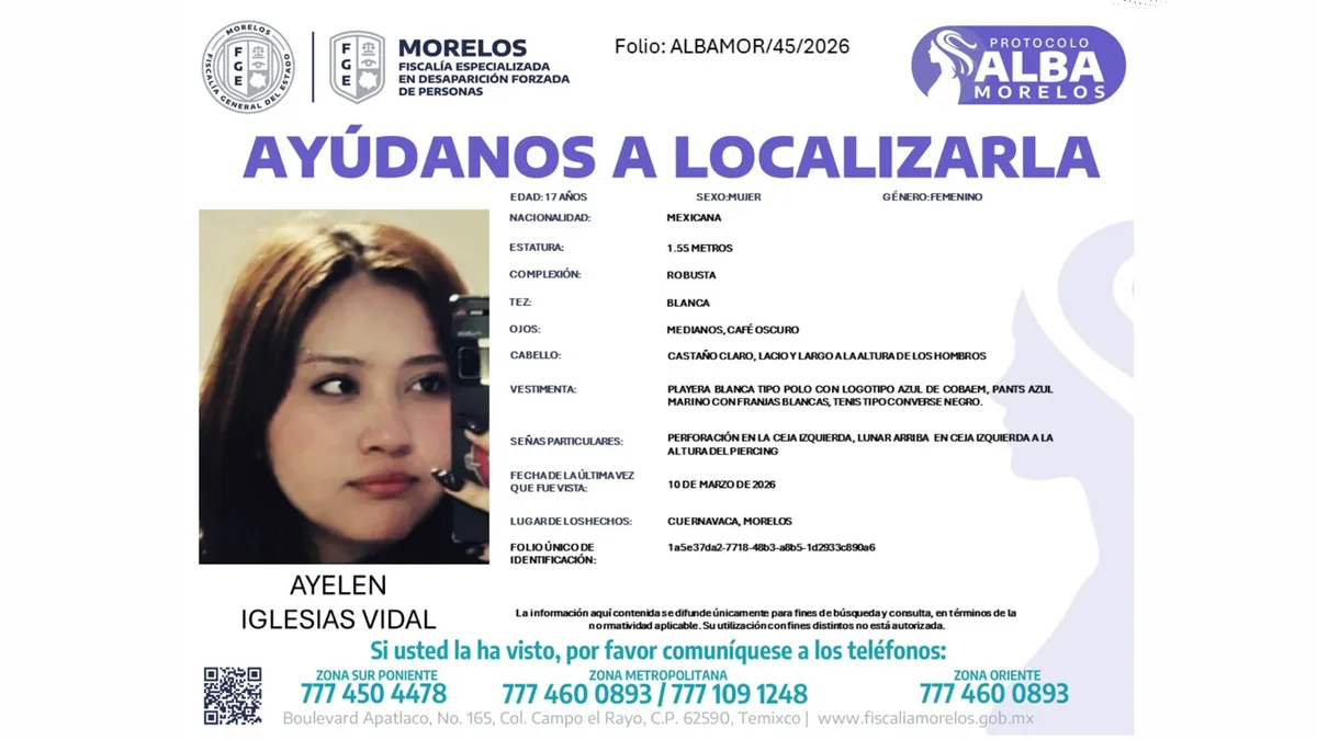 Buscan alumna del Cobaem desaparecida en Morelos