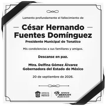 Delfina Gómez envía condolencias por fallecimiento de alcalde de Tonatico