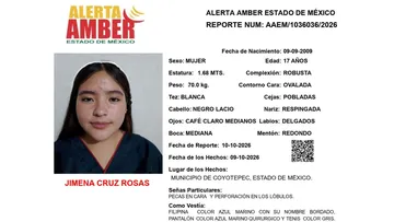 Alerta Amber: Se busca a Jimena Cruz Rosas, desaparecida en Coyotepec