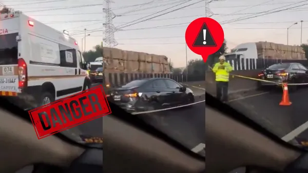 Guardia Nacional acordona zona tras la ejecución de un automovilista en el Circuito Exterior Mexiquense, Edomex.