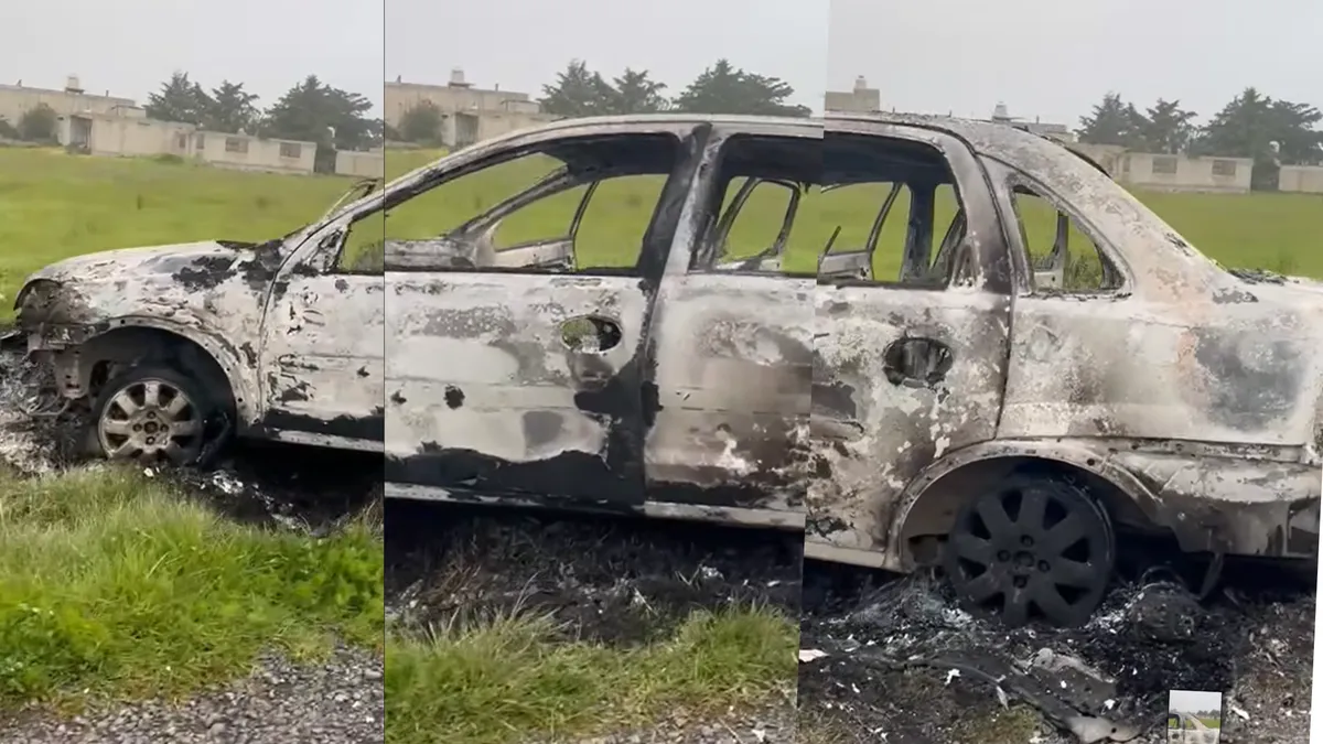 [VIDEO] Abandonan auto calcinado en San Martín Toltepec