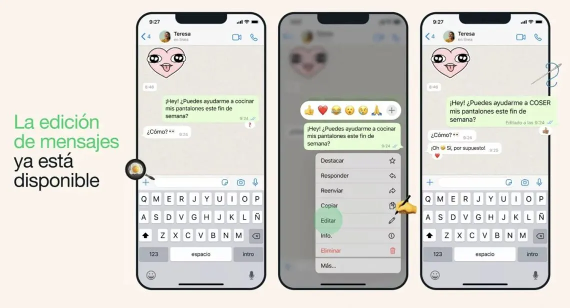 WhatsApp se actualiza con función para editar mensajes enviados