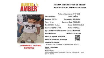 Alerta Amber: Se busca a Liam Mateo Jacome Enríquez, desaparecido en Temamatla