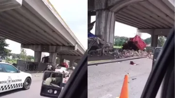 Tráiler vuelca en la México-Toluca y genera caos vial hoy 22 de junio [VIDEO]