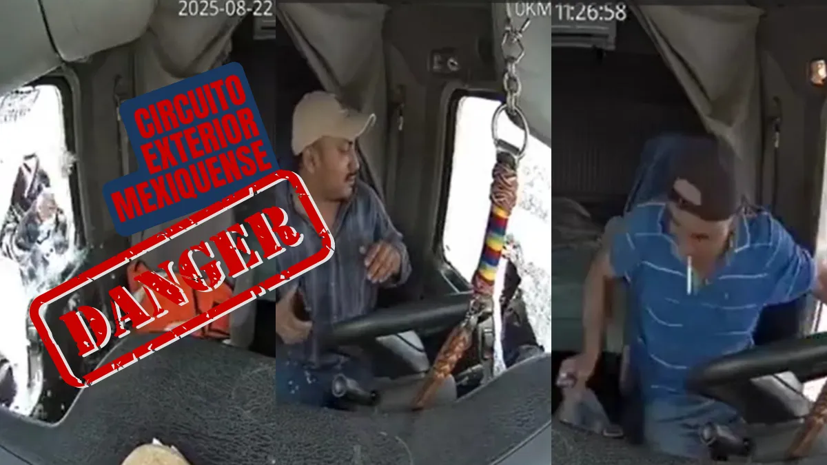 Momento del asalto a chofer en el Circuito Exterior Mexiquense que fue grabado en video.