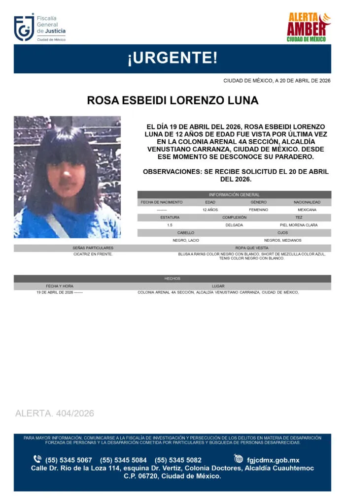 Alerta Amber: Se busca a Rosa Esbeidi Lorenzo Luna de 12 años; familia bloquea Bordo de Xochiaca y exige su aparición inmediata