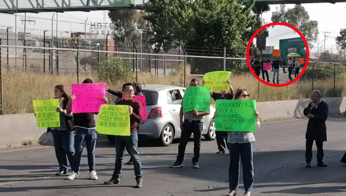 Trabajadores del Tecnológico de Ecatepec protestan por derechos laborales en Avenida Central