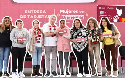 Beneficiarias mexiquenses reciben su nueva tarjeta del programa Mujeres con Bienestar para el ciclo 2026.