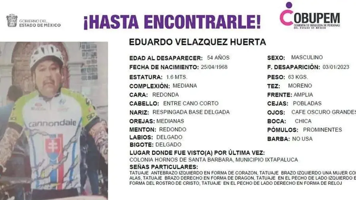 Buscan en Ixtapaluca a hombre desaparecido el pasado 3 de enero