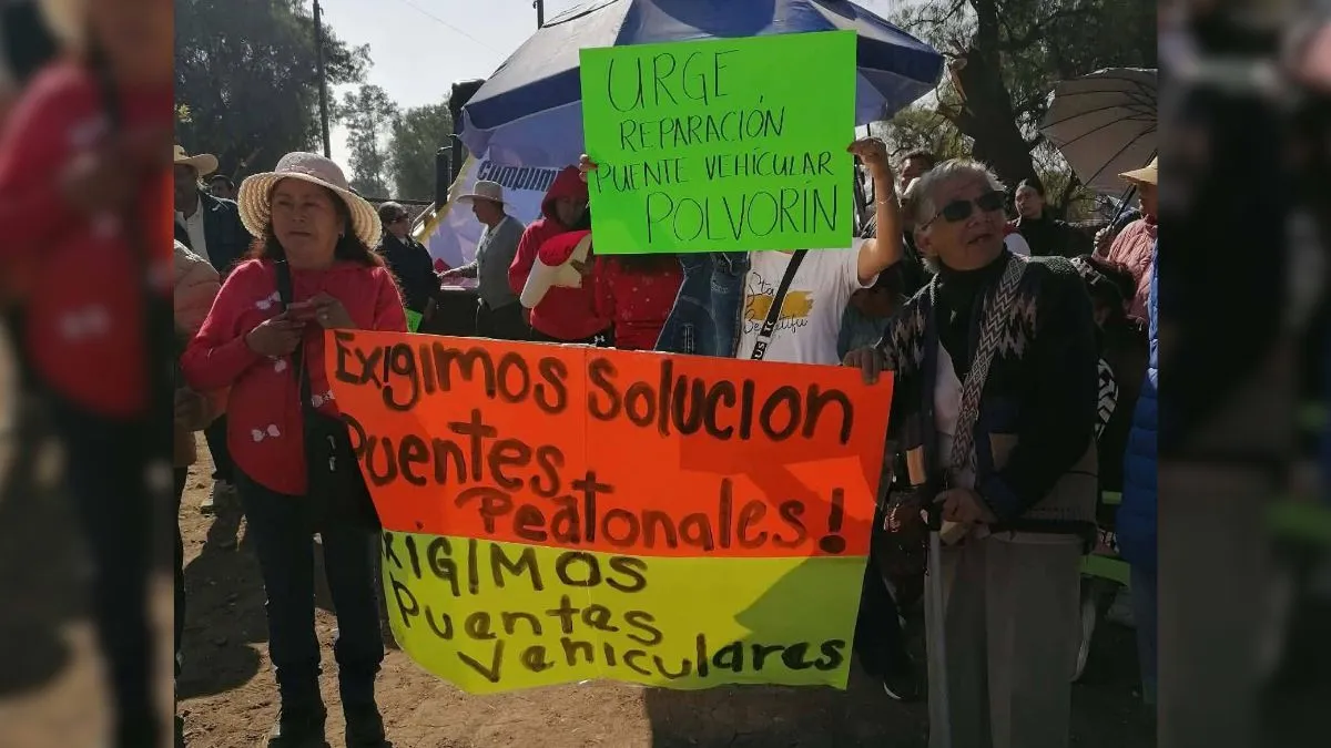 Habitantes de Teoloyucan exigen reparación del puente El Polvorín en la México–Querétaro
