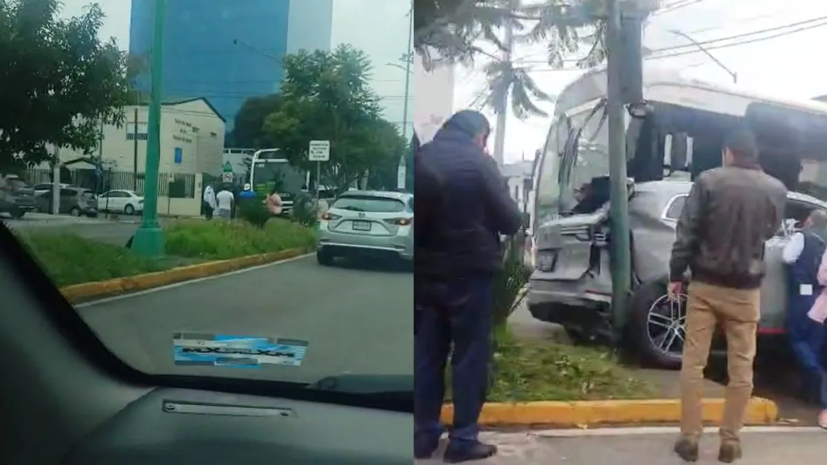 Autobús choca con camioneta en av. Hidalgo en Toluca