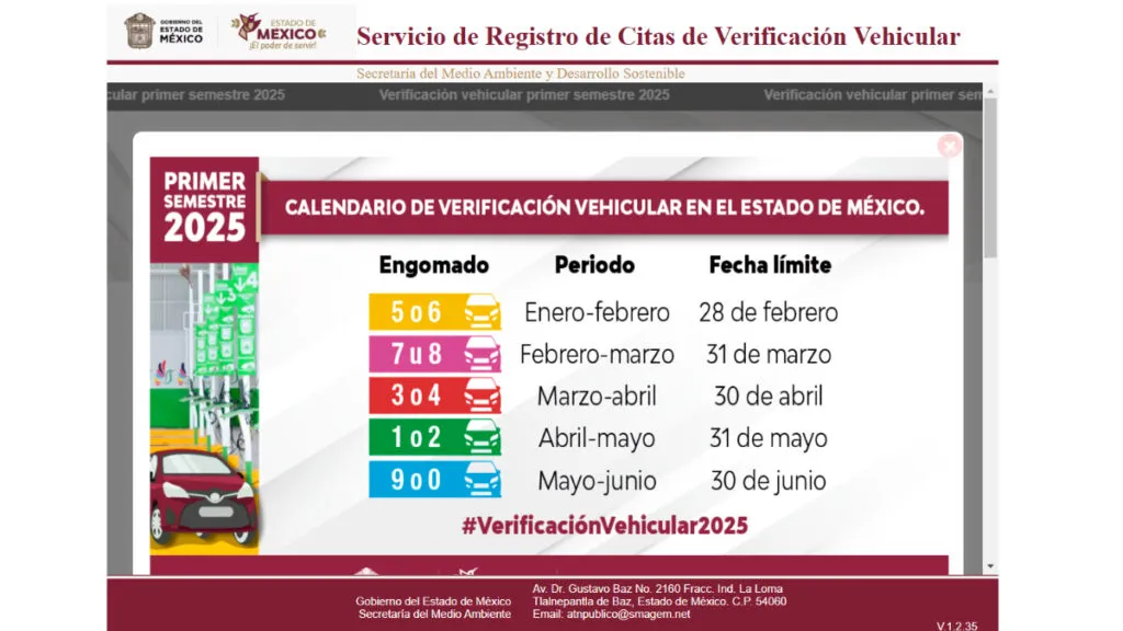 Verificación vehicular Edomex 2025: Este es el CALENDARIO oficial del primer semestre del año