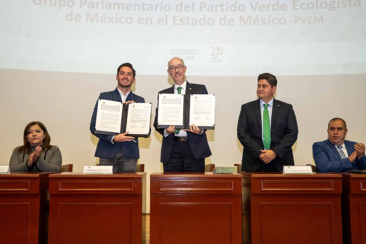 Firman UAEMéx y PVEM Edomex convenio convenio de capacitación