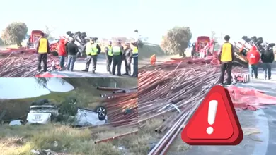 Accidente por volcadura de tráiler afecta la circulación en la autopista México-Pachuca con dirección a la CDMX.