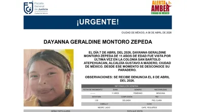 Buscan a Dayanna Geraldine Montoro tras activarse la Alerta Amber en CDMX.