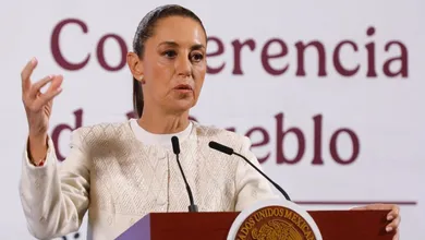 La presidenta Claudia Sheinbaum, durante la conferencia matutina desde Palacio Nacional.