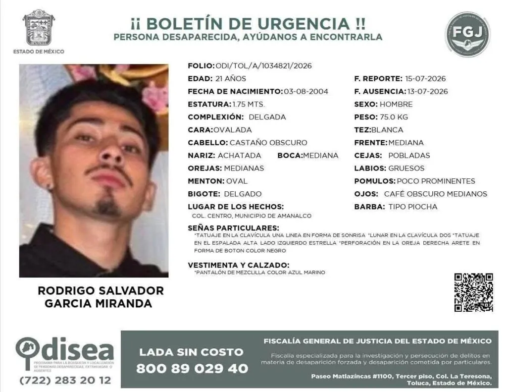 Buscan a dos estudiantes de la UNEVT desaparecidos en Amanalco