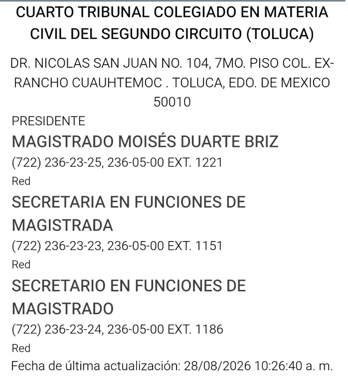 Cuarto Tribunal Colegiado de Toluca queda sin sus tres magistrados; nombran relevos en el OAJ
