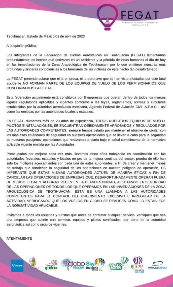 Globo aerostático incendiado en Teotihuacán era clandestino