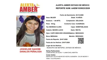 Alerta Amber: Se busca a Josheline Nahomi Davalos Peñaloza, desaparecida en Metepec
