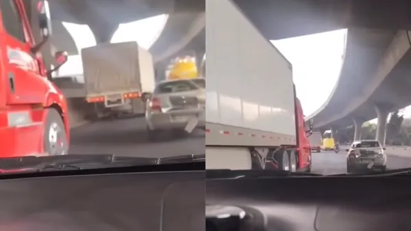 Tráiler impacta vehículo y lo arrastra sobre la México–Querétaro.