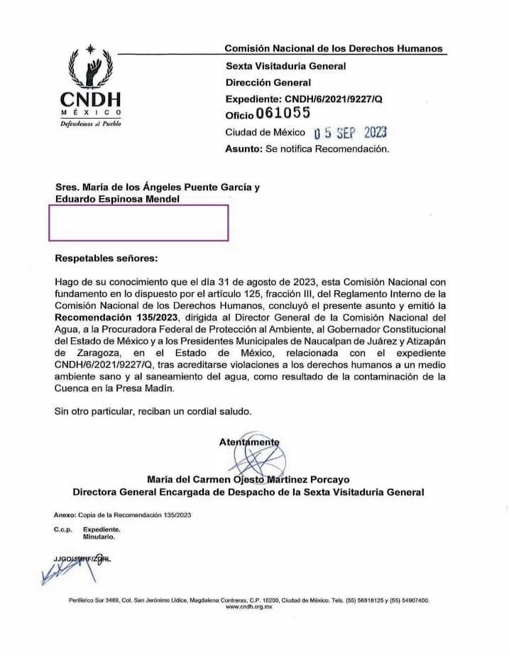 CNDH realiza recomendaciones a dependencias y ayuntamientos por la contaminación de la Presa Madin