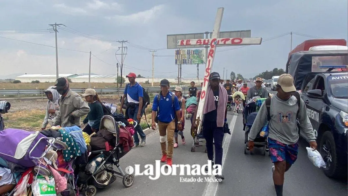 Caravana migrante avanza por el Edomex