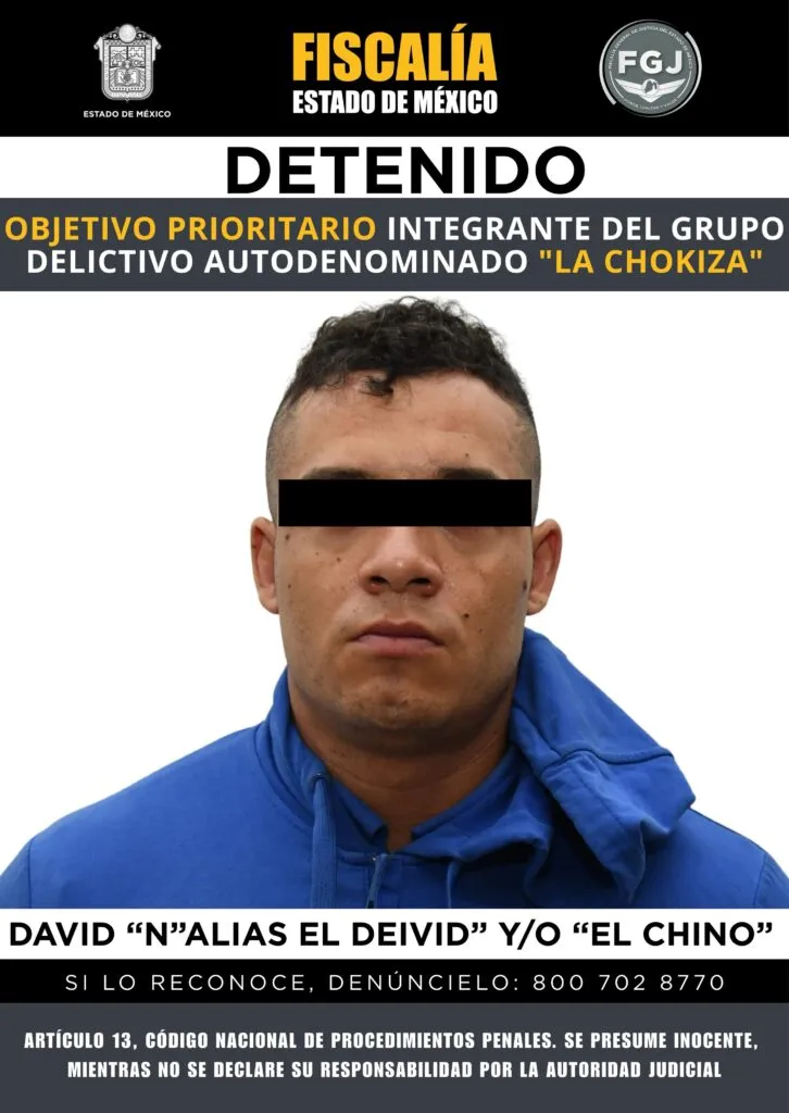 Detienen a presunto líder de “La Chokiza”, grupo ligado a delitos violentos en Edomex