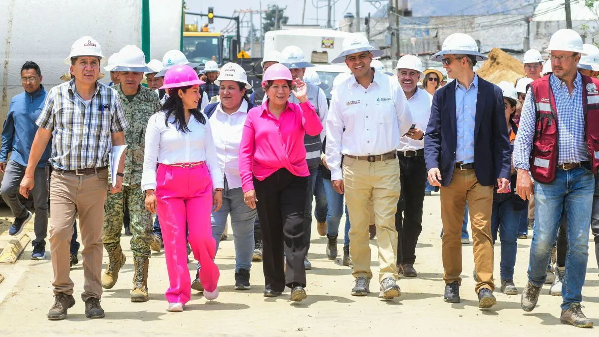 Delfina Gómez supervisa obras de rescate del sistema de drenaje en Chalco