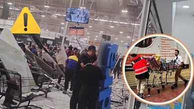 Elementos de emergencia atendieron el colapso del plafón en el Chedraui de Universidad.