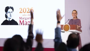 La presidenta Claudia Sheinbaum responde a una pregunta sobre presunto financiamiento del narcotráfico durante su campaña presidencial.