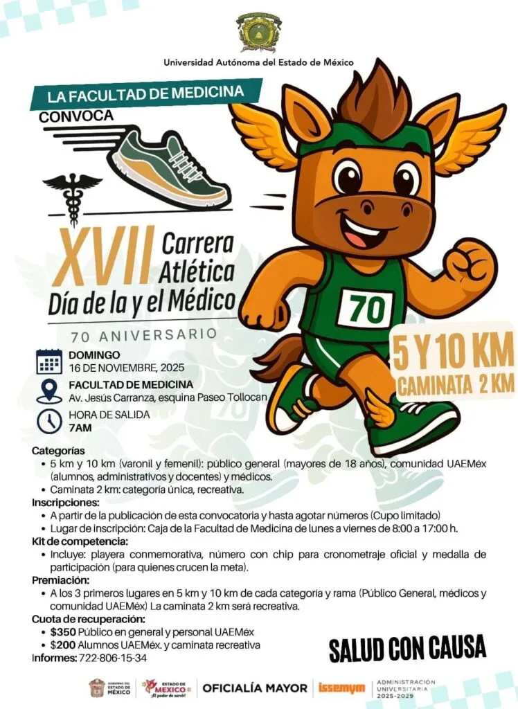 UAEMéx: Carrera atlética de 5 y 10 km por el Día del Médico
