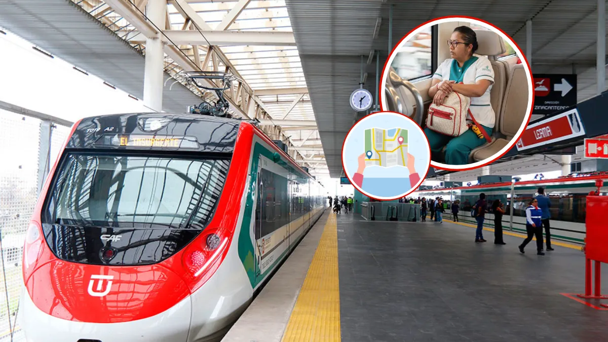 Usuarios abordan el Tren Interurbano México-Toluca “El Insurgente” desde la estación Observatorio.