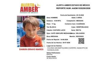 Alerta Amber: Se busca a Damián Bravo Mares, desaparecido en Huixquilucan