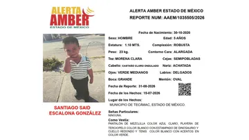 Alerta Amber: Se busca a Santiago Said Escalona González, desaparecido en Tecámac