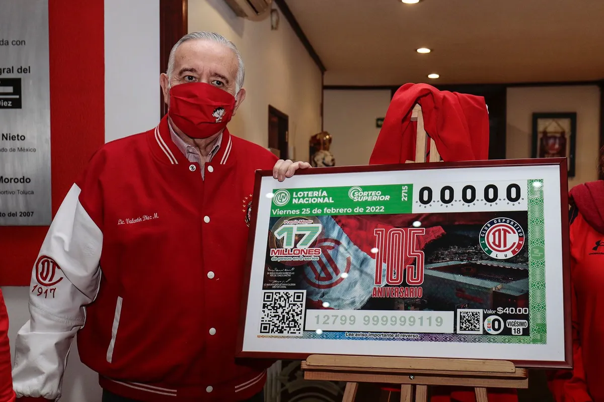 Lotería Nacional se suma al aniversario 105 del Toluca FC