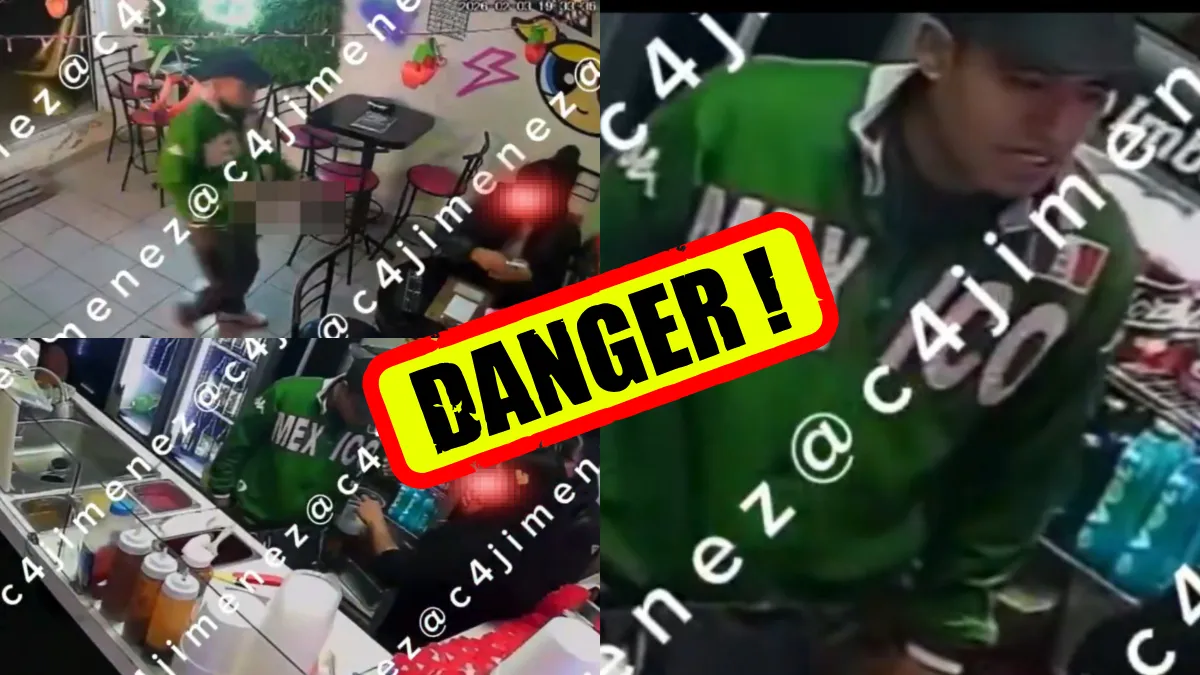 Ladrón asalta micheladas en Neza con pistola en mano; video muestra cómo roba a dos mujeres dentro del local en Nezahualcóyotl.