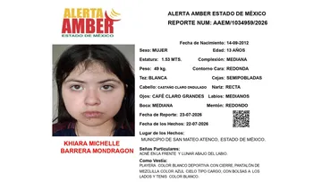 Alerta Amber: Se busca a Khiara Michelle Barrera Mondragón, desaparecida en San Mateo Atenco