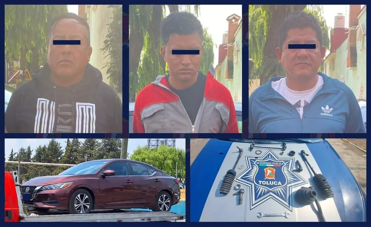 Detenidos tres sujetos por robo de autopartes en Toluca