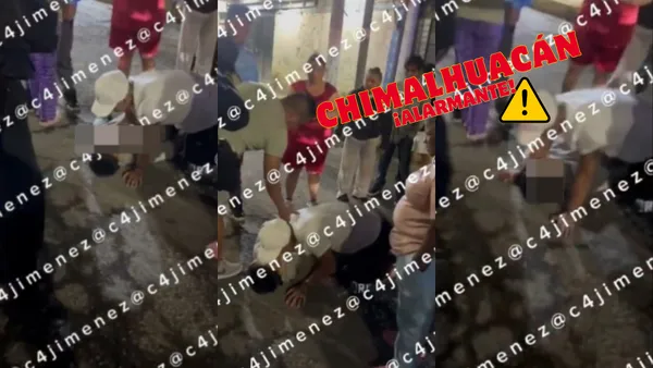 Momento en que un hombre le suplica a su compañero herido durante un asalto en Chimalhuacán